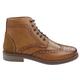 TruClothing.com Mens Round Toe Laced Brogue Boots Black Tan Brown Real Leather Smart Casual Classic - Tan 8 UK