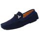 Men's Penny Loafers Comfort Slip On Driving Shoes Classic Stylish Moccasins Suede Leather Flats Boat Shoes Blue 6 UK