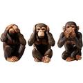 Statues Three Wise Monkey Ornament Animal Figurine Creative desktop decoration ornaments Resin collectibles used in the office living room and bedroom (Color : Brown, Size : C:13×15×20cm)