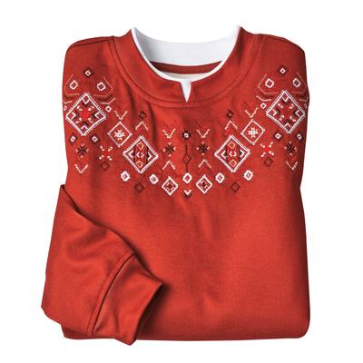 Blair Women's Haband Women’s Embroidered Fleece Sweatshirt - Brown - L - Misses