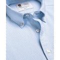 Men's England Rugby Button-Down Collar Washed Oxford Stripe Cotton Shirt - Blue & White Single Cuff, XL by Charles Tyrwhitt