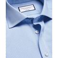 Men's Cutaway Collar Non-Iron Bengal Stripe Cotton Formal Shirt - Cornflower Blue Double Cuff, Large by Charles Tyrwhitt