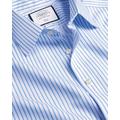 Men's Non-Iron Twill Stripe Cotton Formal Shirt - Cornflower Blue Double Cuff, XXXL by Charles Tyrwhitt