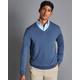 Men's Merino V-Neck Wool Jumper - Steel Blue, Small by Charles Tyrwhitt