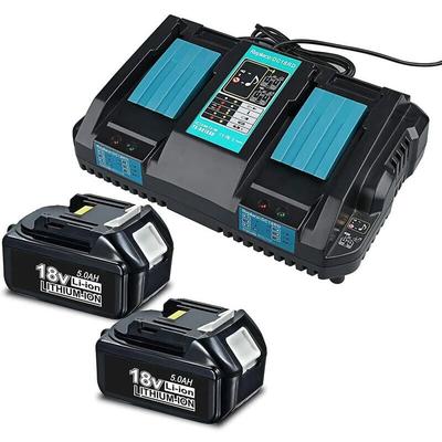 Pdstation - 2X 5.0Ah 18V Akkus für Makita 18V Akku und Dual Port Ladegert DC18RD Passend für Makita Image