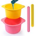 GIXUSIL Silicone Wax Pot Silicone Wax Warmer Liner Easy to Clean Non-Stick Wax Pot Silicone Bowl Replacement Reuse Wax Melt Warmer Liner With 2Pcs Silicone Spatulas For Hair Removal Yellow + Pink