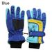 1Pair Children Windproof Full Finger Cartoon Snowboarding Skiing Gloves Ski Mittens Skiing Accessories BLUE