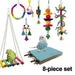 8Pcs Bird Parrot Toys Natural Wood Bird Swing Climbing Chewing Standing Hanging Perch Hammock Rope Ladder Bell Bird Cage Toys for Budgerigar Parakeet