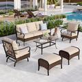 Lark Manor™ Argyri Outdoor Patio Conversation Set w/ Rocking Lounge Chairs | 35 H x 76 W x 31.3 D in | Wayfair 4AE846FBBFCE412795B172D9112AA74C