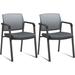 CLATINA Mesh Back Stacking Arm Chairs w/ Upholstered Fabric Seat & Lumbar Support Black 2 Pack Mesh/Metal in Gray | 22.4 W x 21.9 D in | Wayfair
