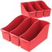 Storex Large Book Bin Interlocking Plastic Organizer for Home Office and Classroom Red 6-Pack (71102A06C)