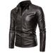 Penkiiy Men s Autumn Winter Long-sleeved Leather Motorcycle Jacket Zipper Coat Long Sleeve Hoodless Faux Leather Outwear & Jackets Suit Blazer Jackets PU Coffee on Clearance