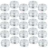 NUOLUX 15pcs 5ML Aluminium Jar Clear Screw Lid Round Storage Boxes Ointment Boxes