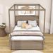 Red Barrel Studio® Floyed Liandra Full Size en Canopy Platform Bed w/ Twin Size Trundle by Red Barrel Studio in Brown | Wayfair