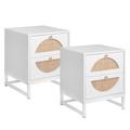 Bay Isle Home™ Indies 2 pieces nightstands, night stand, bed side table Wood/Metal in Brown/White | 20.89 H x 15.74 W x 15.74 D in | Wayfair
