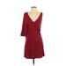 Haute Hippie Casual Dress - DropWaist Plunge Sleeveless: Burgundy Print Dresses - Women's Size Small