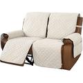 Non-Slip Recliner Chair Cover Sofa Slipcover, Reversible Recliner Sofa Cover with Elastic Adjustable Strap, Washable Reclining Sofa Slipcover Recliner Furniture Protector (Ivory,Recliner Loveseat)