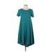 Lularoe Casual Dress - High/Low Crew Neck Short sleeves: Blue Dresses - Women's Size 2X-Small