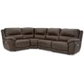 Brown Reclining Sectional - Signature Design by Ashley Dunleith 4-Piece Power Reclining Sectional Leather Match | 43 H x 78 W x 111 D in | Wayfair