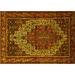 Brown/Yellow 108 x 84 x 0.08 in Area Rug - Bungalow Rose Traditional 1942 Yellow Machine Washable Area Rugs /Chenille | Wayfair