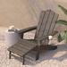 Rosecliff Heights Ayleah Commercial All-Weather HDPE Adirondack Chair w/ Cup Holder & Pull Out Ottoman, in Brown | Wayfair