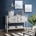 Gracie Oaks 48" Solid Wood Console Table Sideboard w/ 2 Drawers & Cabinets & 1 Bottom Shelf Wood in White | 33.09 H x 48.05 W x 13.67 D in | Wayfair