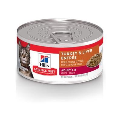 Hill's Science Diet Adult Turkey & Liver Entree Canned Cat Food, 5.5-oz, case of 24