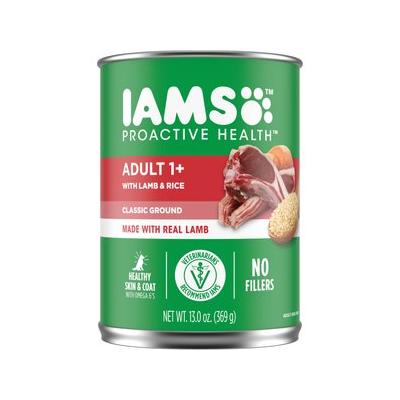 Iams ProActive Health Classic Ground with Lamb & Whole Grain Rice Adult Wet Dog Food, 13-oz, case of 12