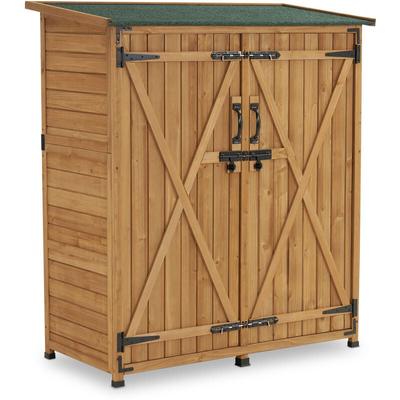 M Mcombo Gartenschrank Holz Wetterfest, Klein Outdoor Gartenhaus Gerätehaus, für Außenbereich & Image