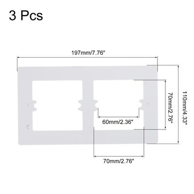 Switch Surround Plate Decoration Dual Gang Acrylic White 197mm x 110mm 3Pcs