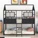 Twin over Twin Size Metal Low Bunk Beds with Roof and Fence-shaped Guardrail