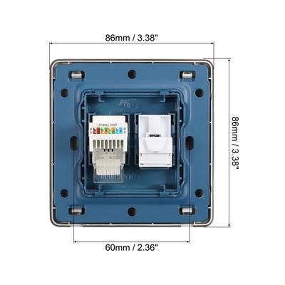 RJ45 CAT6 Socket Telephone Wall Plate Black for Home Office Pack of 2