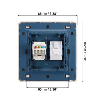 RJ45 CAT6 Socket Telephone Wall Plate White for Home Office Pack of 2