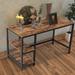 Industrial Computer Desk, 55-Inch Home Office Desk for Study, Writing Desk with 2 Shelves, Steel Frame, Rustic Brown and Black