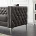 2 Piece Velvet Sofa Set Tufted Back Sofa and Loveseat with Jeweled Buttons