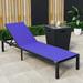 LeisureMod Marlin Black Outdoor Chaise Lounge Chair with Fire Pit Table