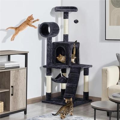 51'' Multilevel Cat Towers, Hammock Tunnel Scratching Post