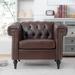 1 Seater Sofa for Living Room, Luxury PU Leather Modern Single Sofa with Solid Wooden Legs