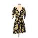 As U Wish Casual Dress - Wrap: Black Floral Dresses - Women's Size Small