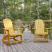 BizChair Poly Resin Wood Adirondack Rocking Chair - All Weather Yellow Polystyrene - Stainless Steel Hardware - Set of 2