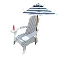 Adirondack Chair Wood Outdoor Chair with an Hole on the Arm to Hold Umbrella and Cup Holder Lounge Deck Chair with Wide Armrest and Sloping Seats Patio Chair for Beach Backyard and Lawn White