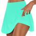 JWZUY Womens Skirt with Shorts Underneath Solid Elastic High Waist Shorts Golf Tennis Skorts Athletic Running Shorts Sports Double Layer Shorts Workout Tennis Mint Green XXL