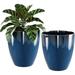 QCQHDU Plant Pots Set of 2 Pack 10 Inch Plant Pot for Indoor and Outdoor Plants with Drainage Hole Flower Pots Modern Decorative Planter for Garden Plants ï¼ˆBlueï¼‰