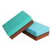 Yoga block 2pcs Double Colored Yoga Pilates Bricks High Density EVA Block Sports Exercise Fitness Gym Workout Stretching Aid (Blue + Dark Brown Green + Dark Brown)