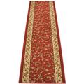 Custom Size Runner Rug Skid Resistant Backing Rug Runner Floral Scroll Bordered Veronica Red Design Pick Your Own Size Rug Runner Cut to Size Roll Runner Rugs By Feet Customize in USA Facility