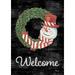 Toland Home Garden Snowman Wreath Welcome Winter Christmas Flag Double Sided 28x40 Inch