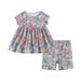 YDOJG Cute Summer Toddler Girls Outfits Set Child Short Sleeve Suit Floral Top Short Sleeve Shirts Tops Shorts Suit 2Pcs Set Casual Suit Indoor Suit For 18-24 Months