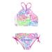 Girls Swimsuits Size 3 Years-4 Years 2 Pcs Swimwear Floral Tops Drawstring Bikini Bottoms Suit Bikini New Split Water Drop Print Bikini Baby Bathing Suit B