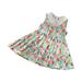 Loopsun Toddler Girl Dress Lapel Sleeveless Flower Printing Fashion Cute Ruffle Mini Dress Multicolor