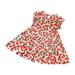 Summer Savings Clearance 2024! Loopsun Toddler Girl Dress Crew Neck Sleeveless Flower Printing Fashion Cute Ruffle Mini Dress Red